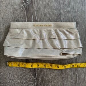 Victoria’s Secret Gold / beige shimmer glitter ruffle clutch bag
